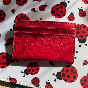 Red Croc-Embossed Card Holder